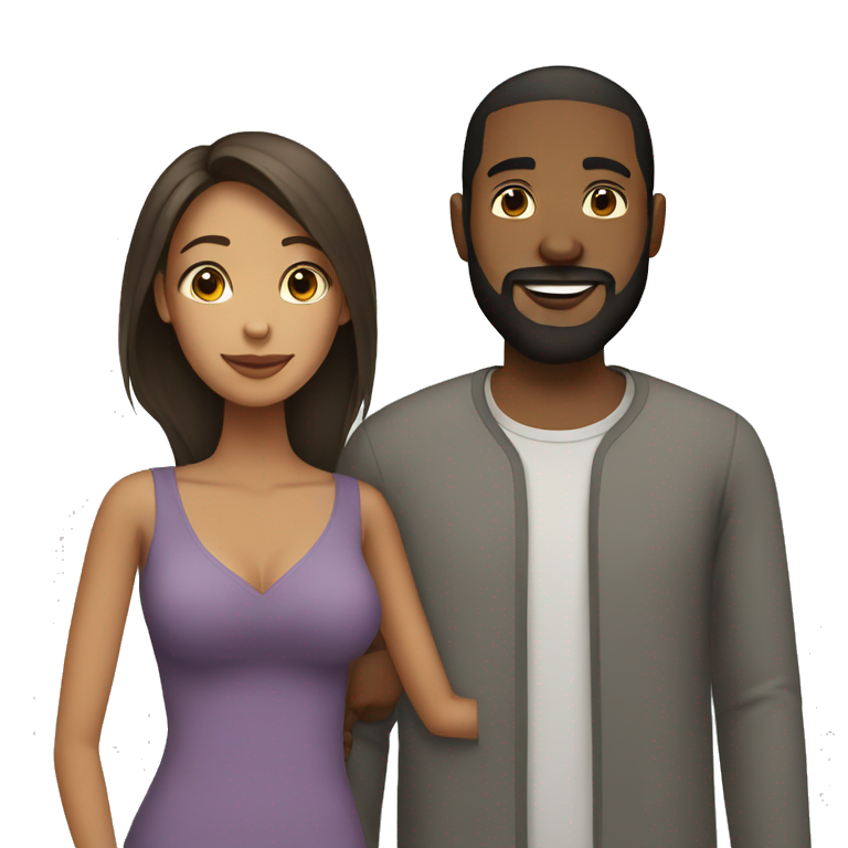 mixed race couple black man with beard and mixed race woman emoji