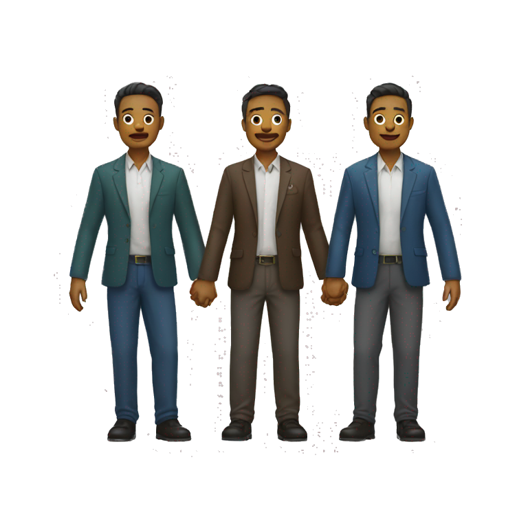 three hapoy men holding hands emoji