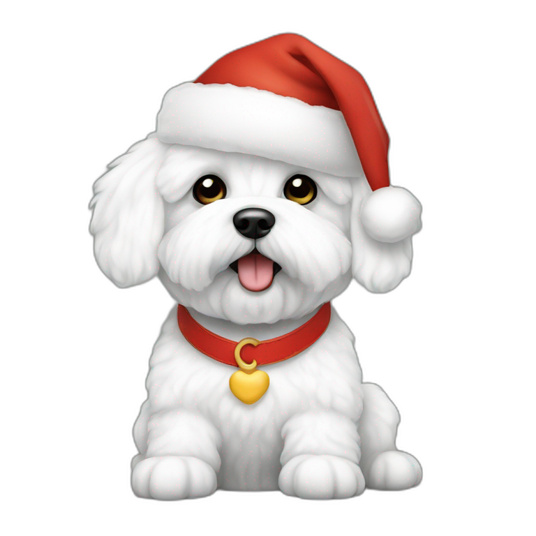 bichon dog-sitting-christmas hat emoji