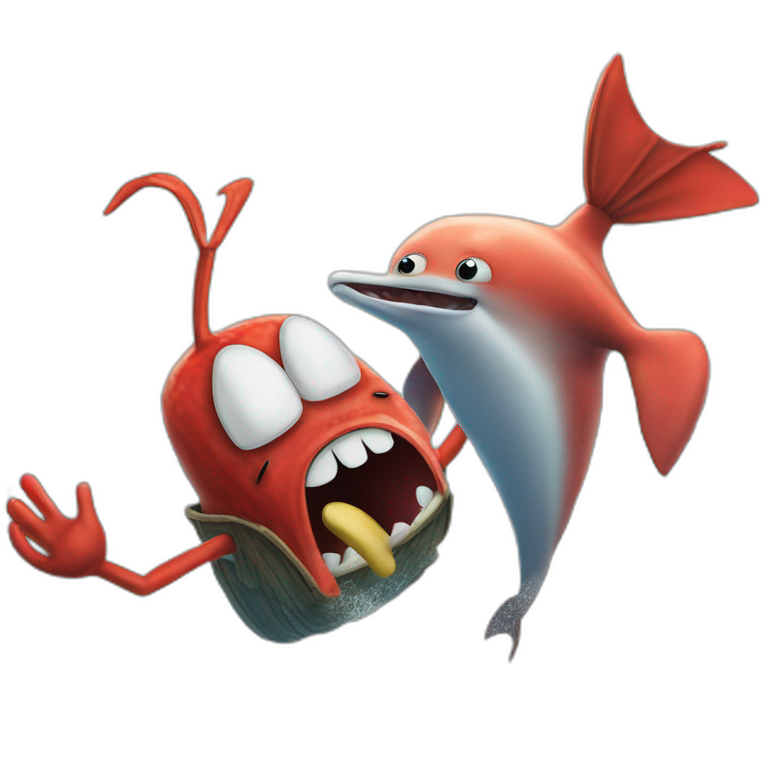 mr krabs punching a dolphin emoji