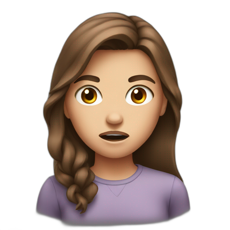 girl with brown hair is very angry emoji