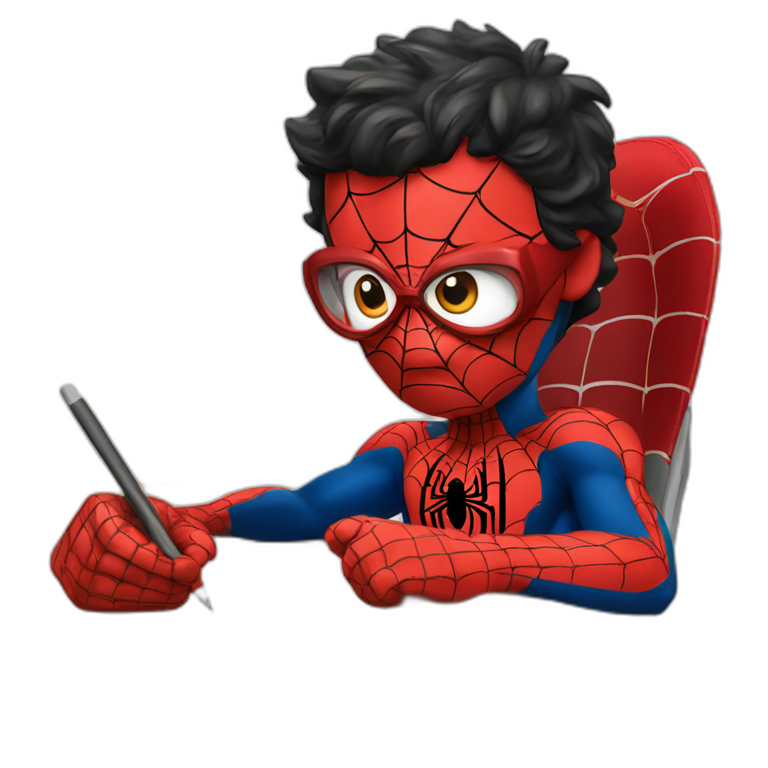 Spiderman studing emoji