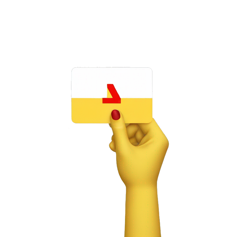 a yellow hand holding a white card with a red percentage sybol emoji