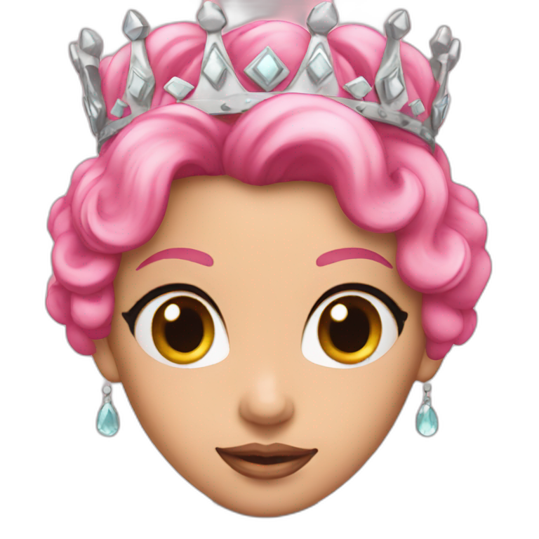 pink princess with crown black eye emoji