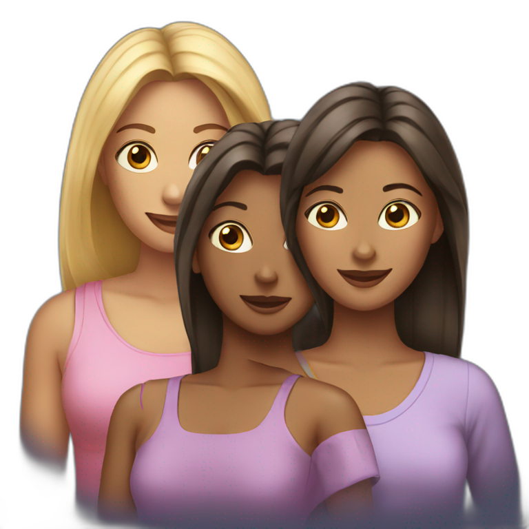 Three friends women emoji
