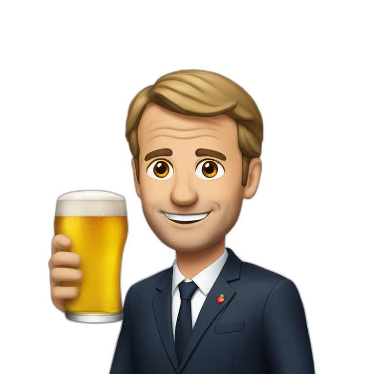 Macron qui boit de la bière emoji