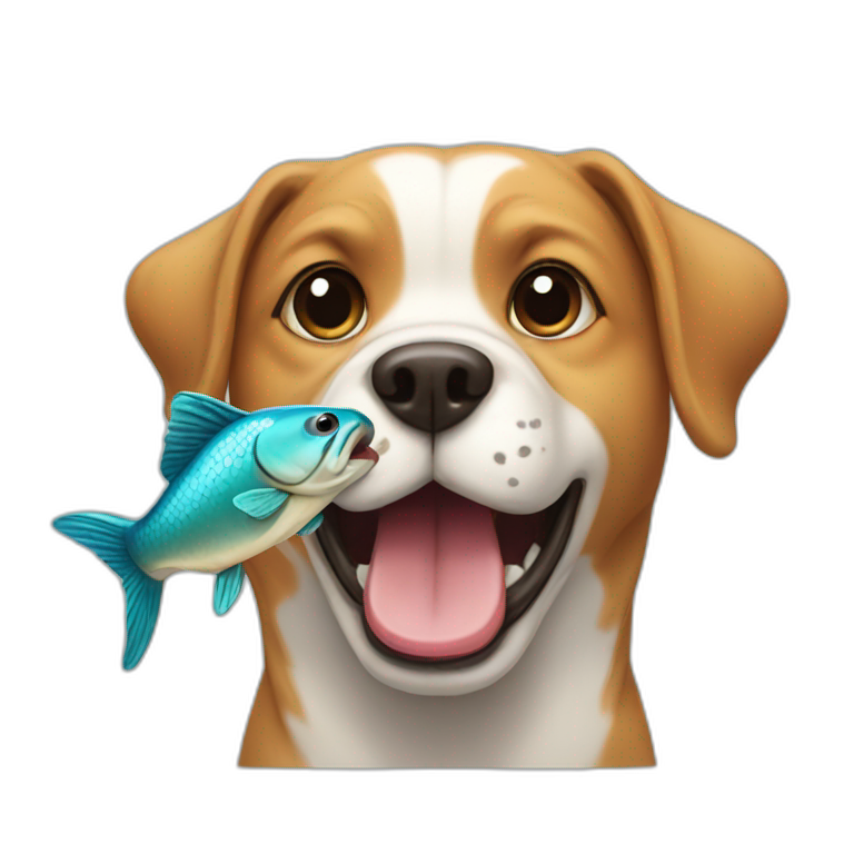 A dog with a fish in its mouth emoji