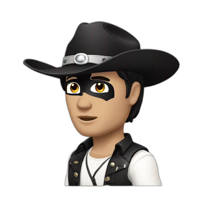 the lone ranger white cowboy hat short black hair black eye mask emoji