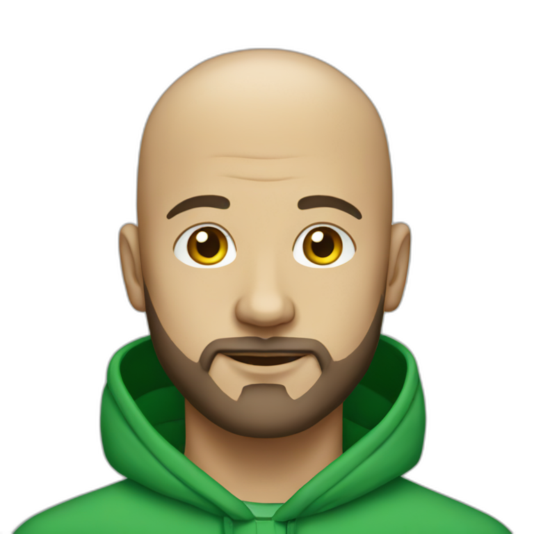 A bald man with a beard and a green hoodie emoji