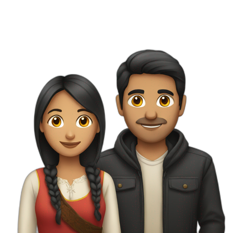 Peruvian woman and a Spanish man emoji