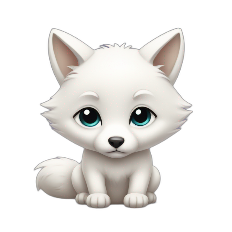 White baby fox sad emoji