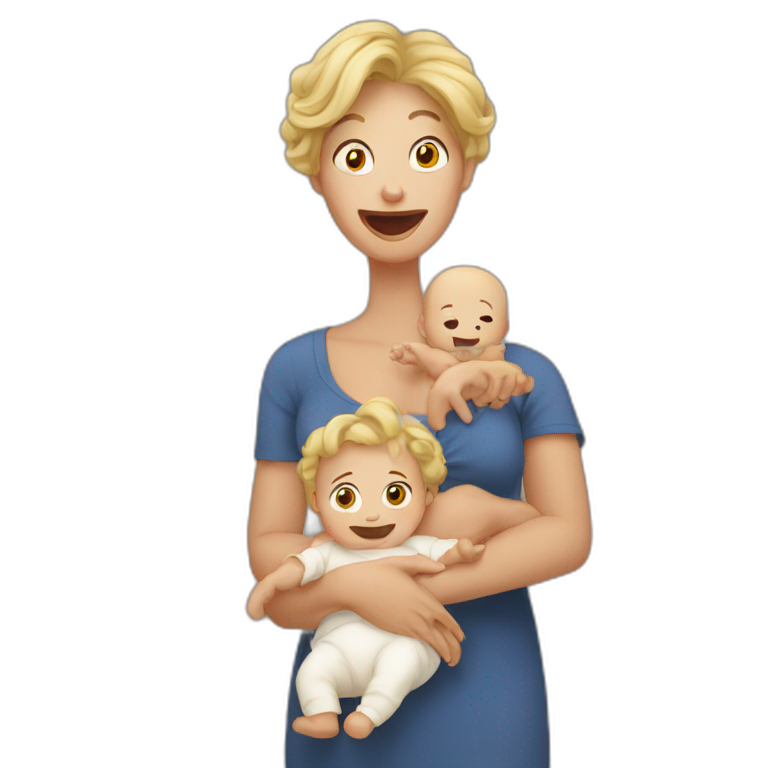 Crazy mother with baby emoji