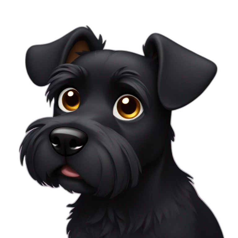 Black furry dog with floppy long ears emoji