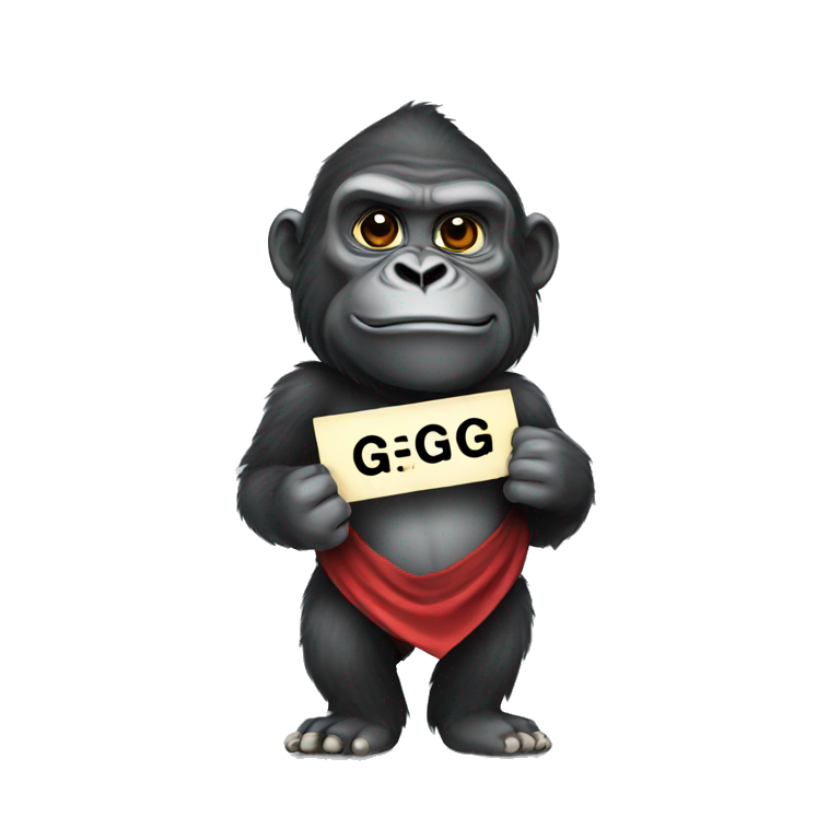 Gorilla holding a gg banner emoji