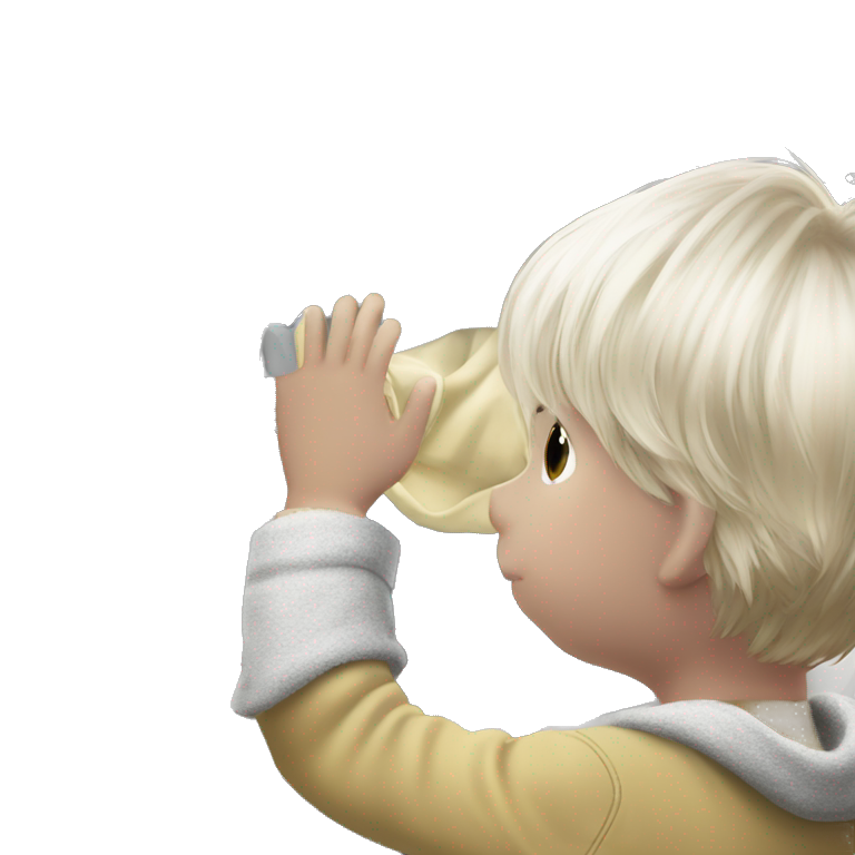 adorable blonde boy washing clothes emoji