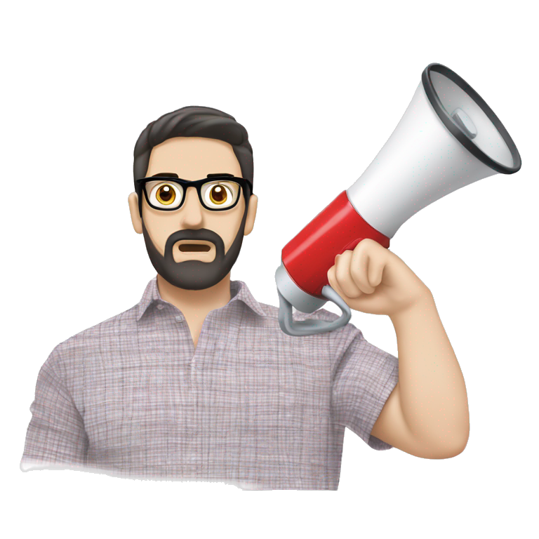 bearded boy holding megaphone emoji