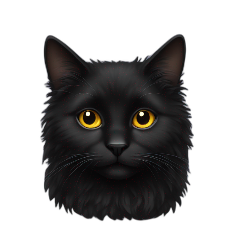 black fluffy cat with gold eyes emoji