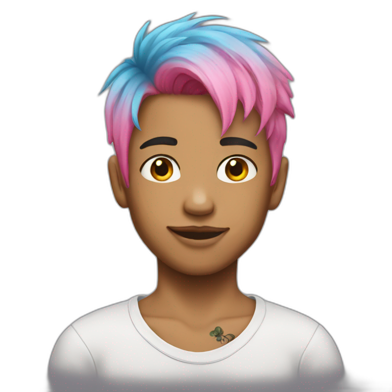 A boy has tattoo and a pink hair emoji
