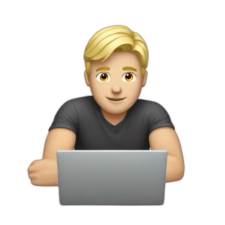 blonde guy with laptop emoji