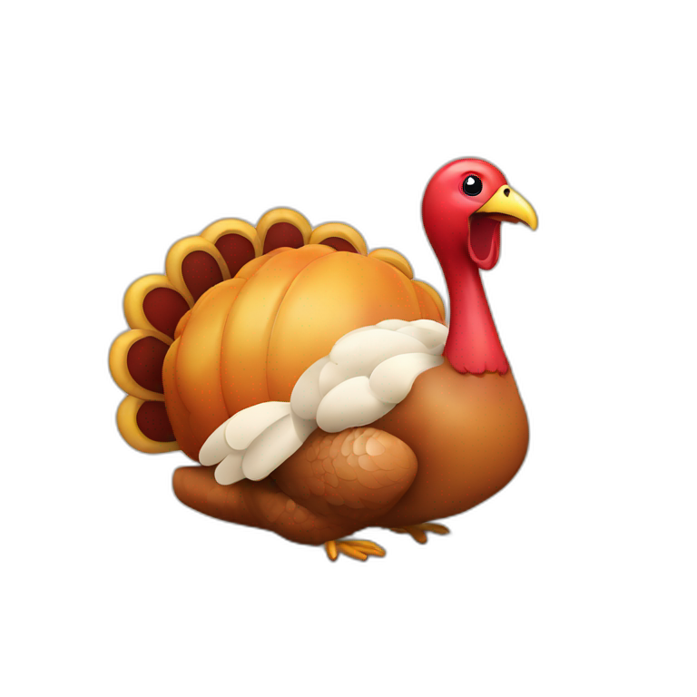 happy Thanksgiving turkey saying "Eat more veggies )" emoji