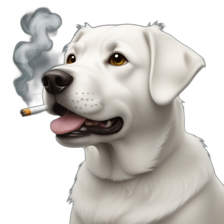 white dog smoking emoji