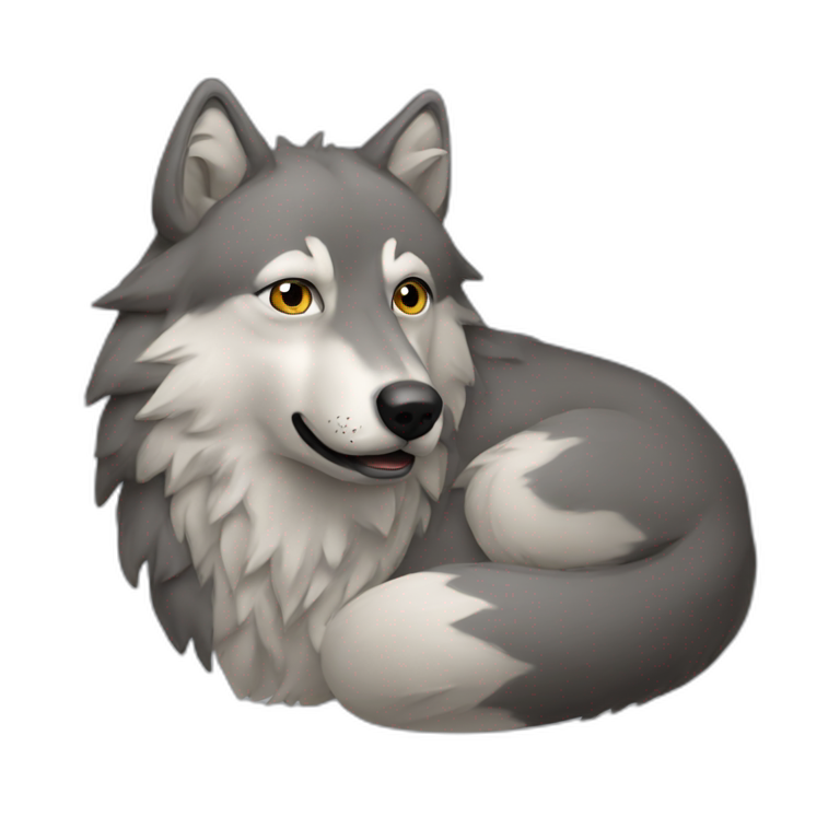 Un humain mange un loup emoji