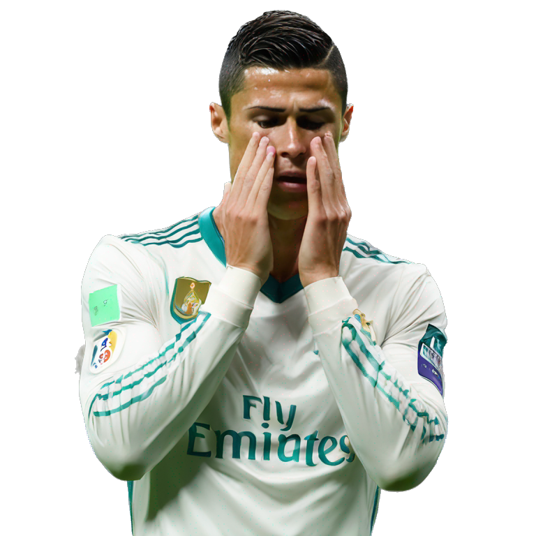 Football player Cristiano Ronaldo hands on his face at defeat emoji