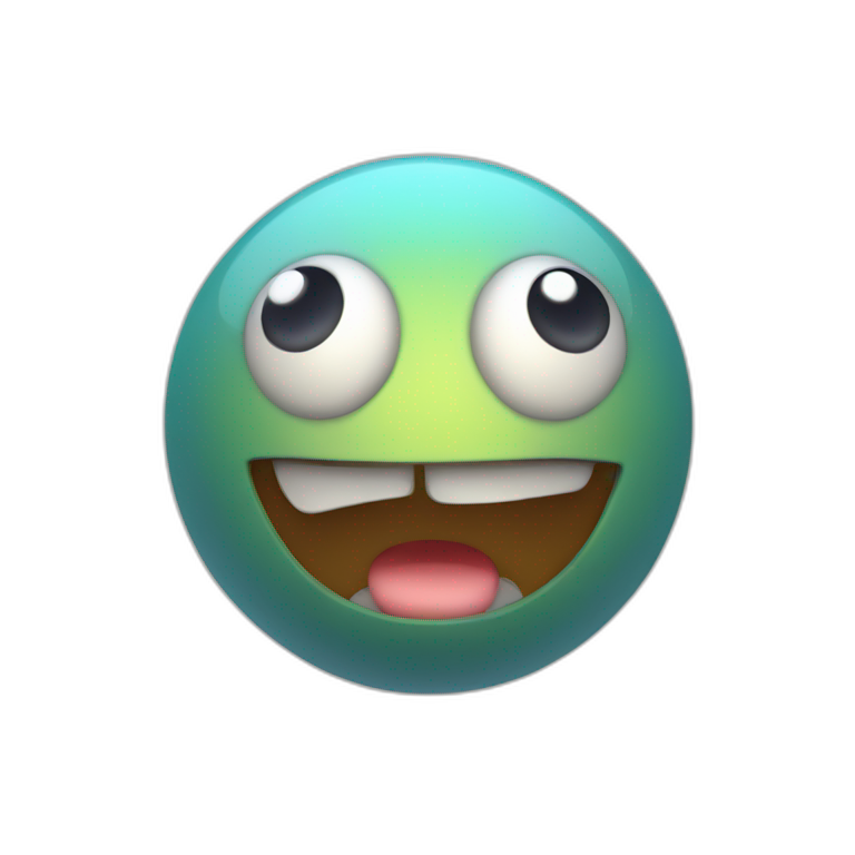 3d sphere with a cartoon gamy skin texture with big calm eyes emoji