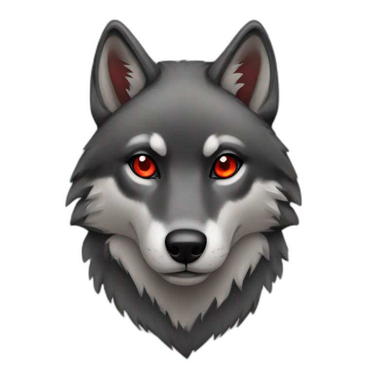 Female wolf black red eyes  emoji