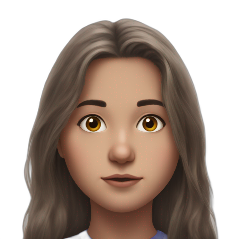 serene brown haired girl portrait emoji