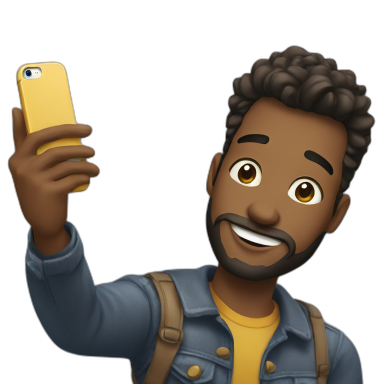 Man take a selfie with iPhone 15 emoji