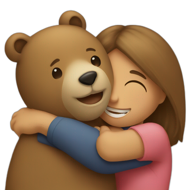 a bear hugging a girl emoji