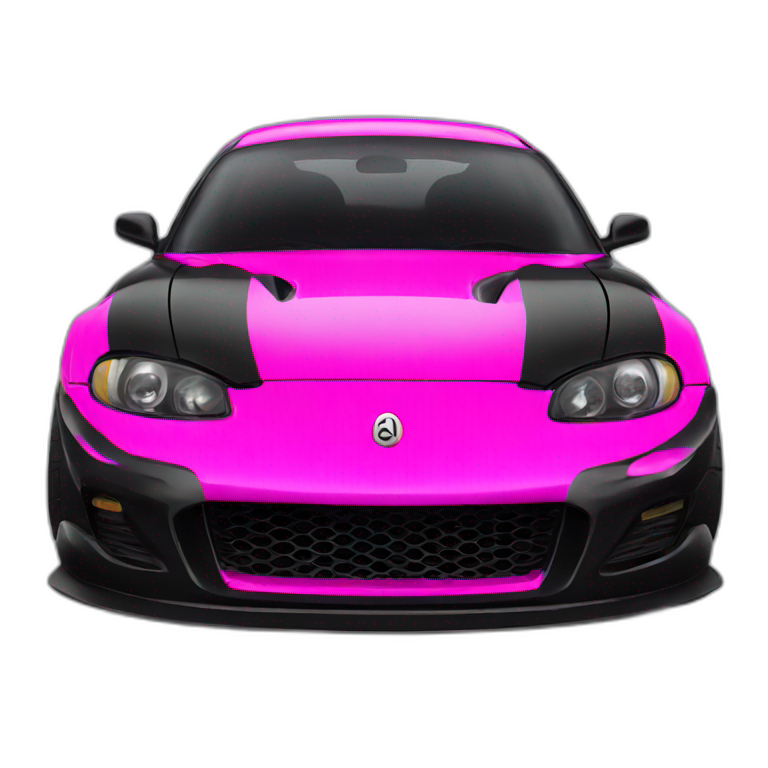 A black drift car with some hot pink emoji