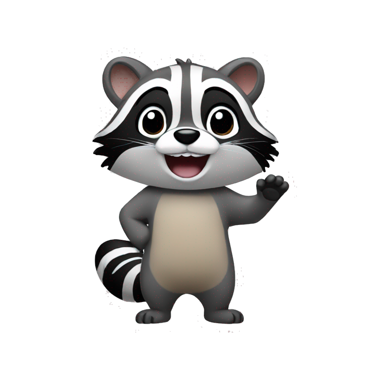 create me a cute raccoon emot waving emoji