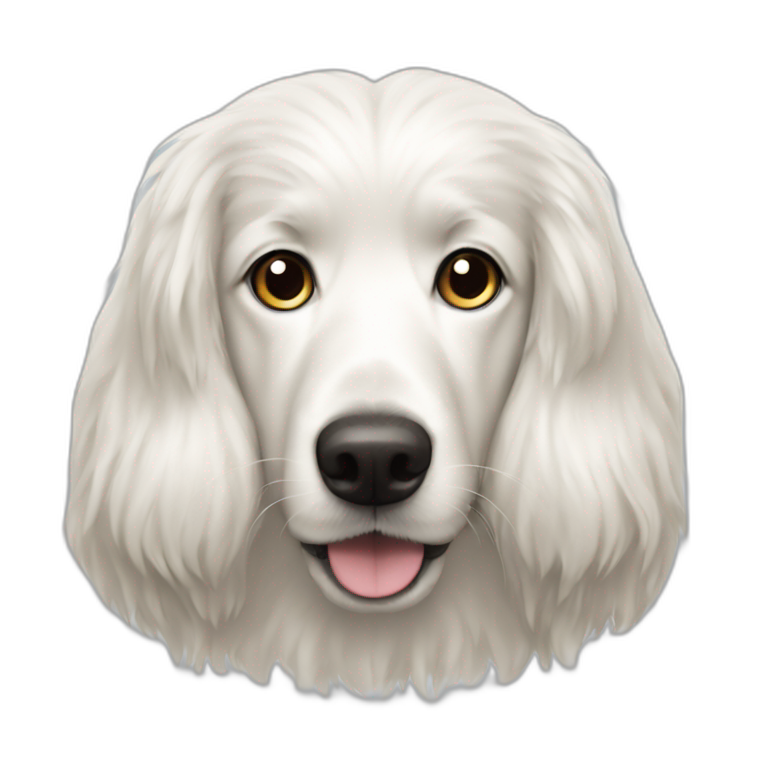 Long-haired white dog with shorter ears emoji