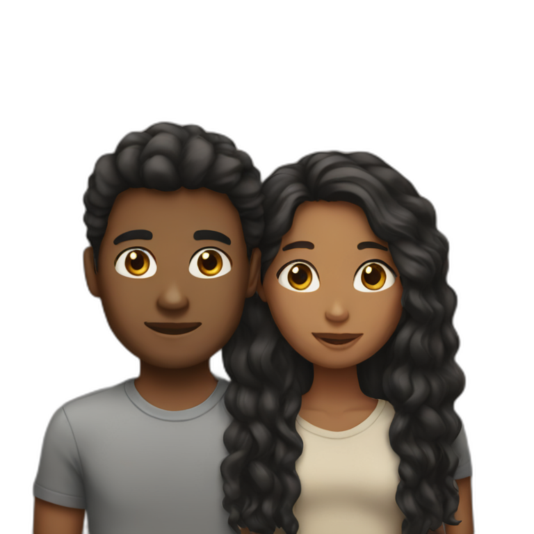 interracial couple with long hair boy emoji