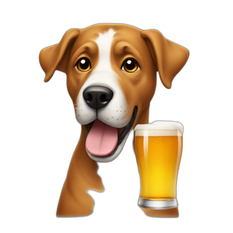 A dog drinking beer emoji