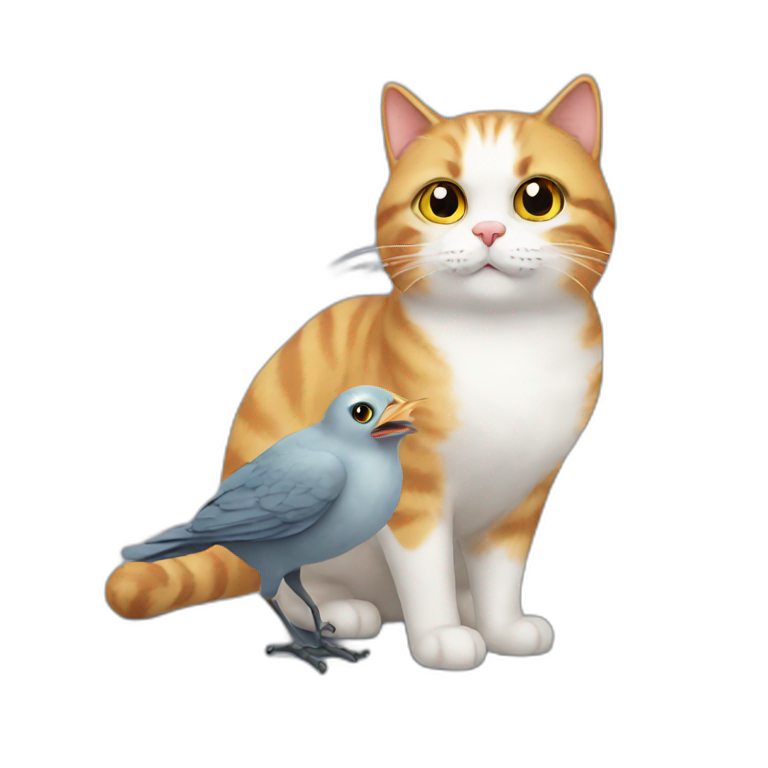 cat speaking with bird emoji