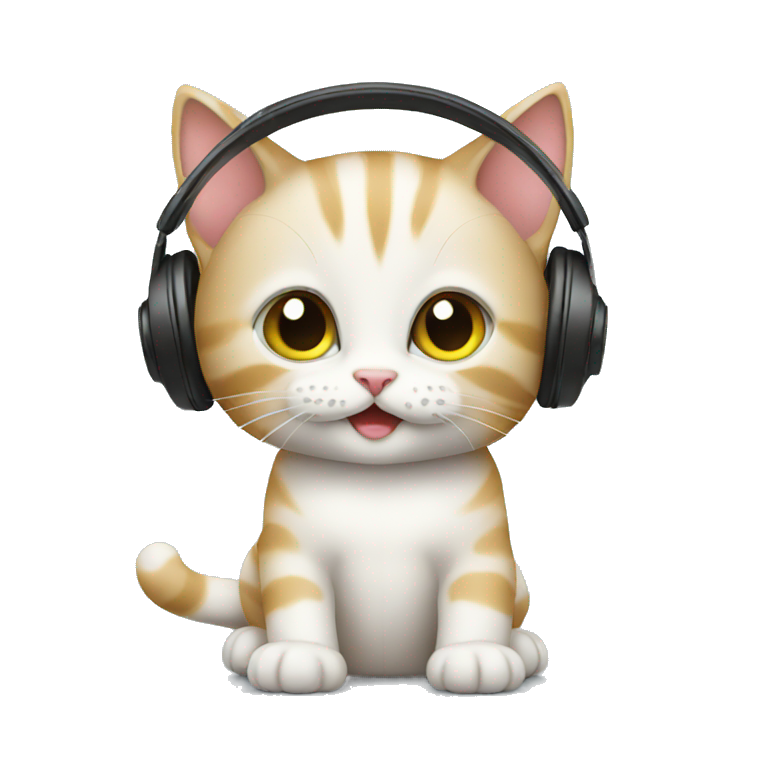 Kitten listening to music emoji