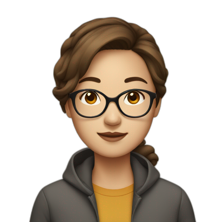 Brown-haired-young-awoman, asian, with glasses emoji