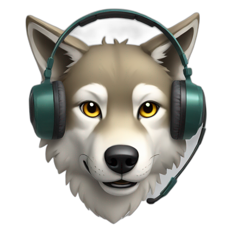Wolf with Gaming headset emoji