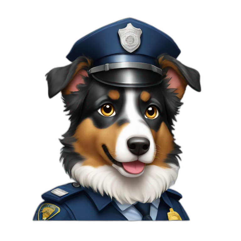 Australian Shepherd in Police Uniform portrait emoji