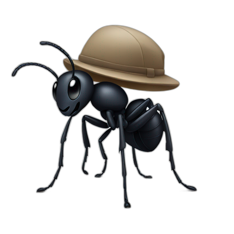 Dark ant with a cap  emoji