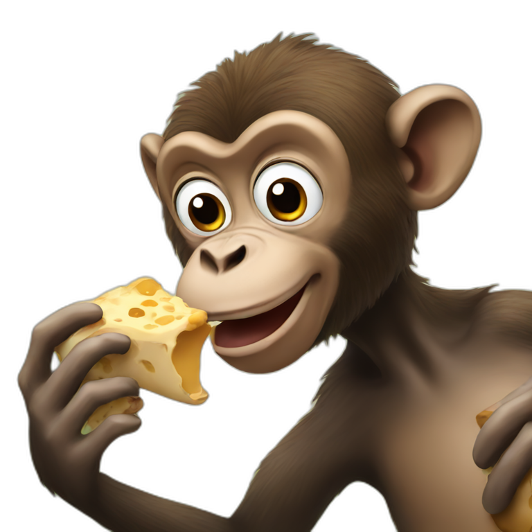 A monkey eating a cow emoji