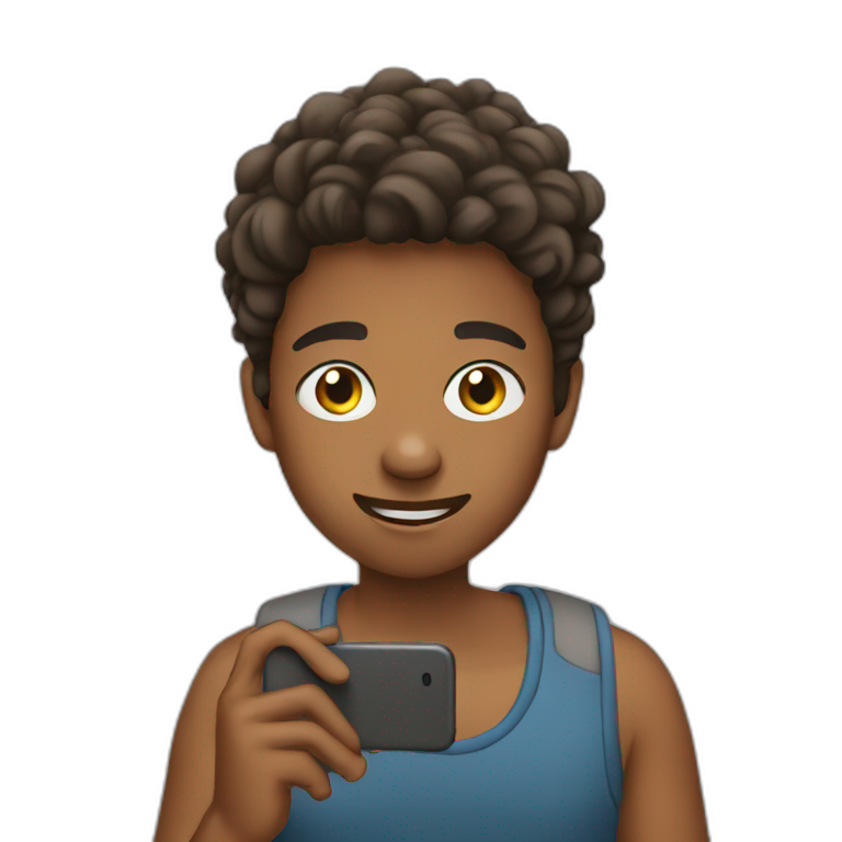 teenager using phone emoji