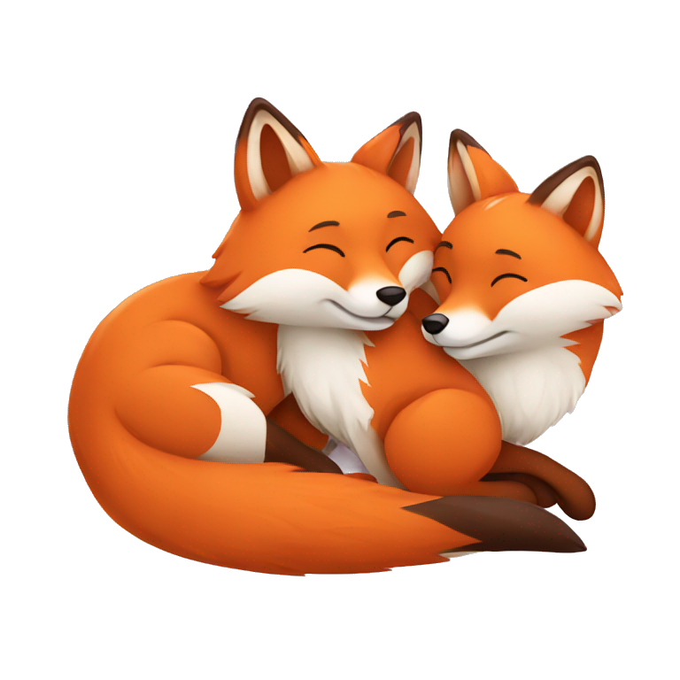 two fox snuggling emoji