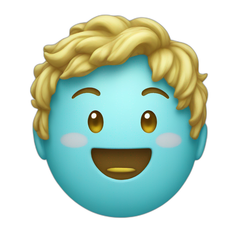 A aqua blue smiley emoji