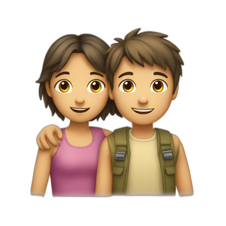 A girl and a boy hugging  emoji