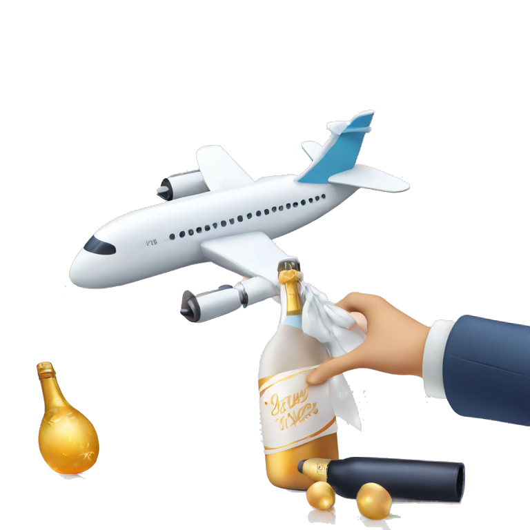 Christening plane on new years 2025 with champagne bottle emoji