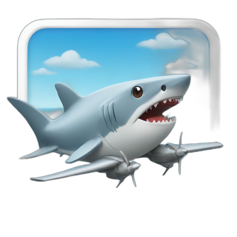 Shark driving a plane emoji